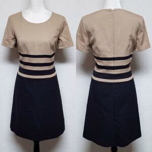 ANNE Klein Black Tan Colorblock Knit Shift Dress